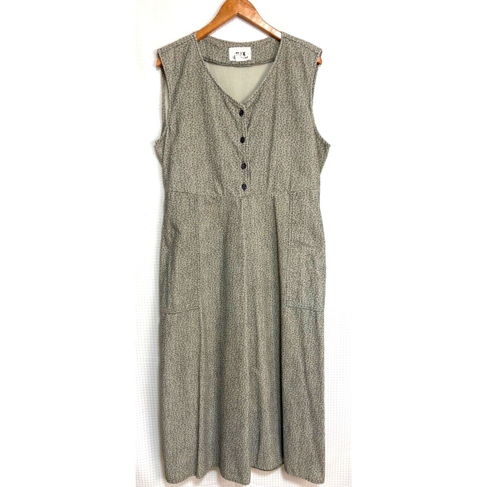 FLAX BY JEANNE ENGELHART Speckled Corduroy Maxi Dress size M Boho Art To Wear c
